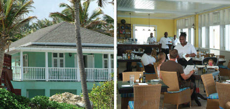 Extrior of an East Coast Hotel & a Waitress Serving Guests in the Dining Area, Barbados Pocket Guide