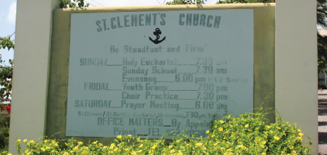St. Clements Church Serivce Sign, St. Clements, St. Lucy, Barbados Pocket Guide