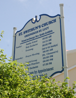 St. Swithun's Church Service Sign, St. Swithun's Church, St. Lucy, Barbados Pocket Guide