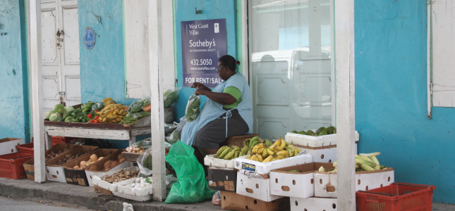 Vendor Selling Produce in historic Speightstown, Barbados