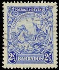 Barbados Coat of Arms Stamp Showing King in Sitting Position, Barbados Pocket Guide
