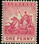 Barbados Coat of Arms Stamp Showing Queen in Sitting Position, Barbados Pocket Guide