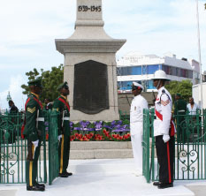 Wreaths Laid at the War Memorial, Bridgetown, In Honour of our War Veterans, Barbados Pocket Guide