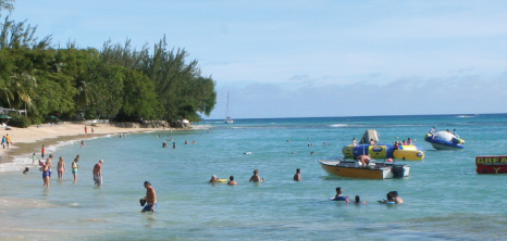 Visitors at Mullins Beach, St. Peter, Barbados Pocket Guide