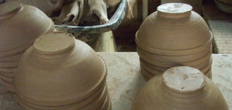 Bowls Before Being Fired, Chalky Mount Potteries, Chalky Mount, St. Andrew, Barbados Pocket Guide