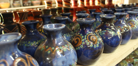 Pottery on display at Earthworks Pottery, St. Thomas, Barbados