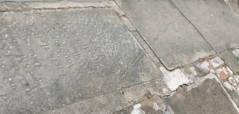 Foot paths at St. Michael's Cathedral Made from Tombstones Dislodged from their Original Places by the Great Hurricane that Struck Barbados in August of 1831, Barbados Pocket Guide