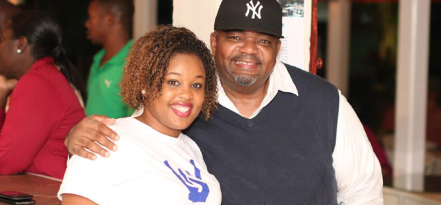 Savannah Beach Hotel's Operation Manager Katisha Yearwood (l) & one of Barbados' most popular entertainers, Biggie Irie (r) striking a pose