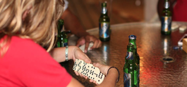 Playing dominioes at the After Work Lime, Savannah Beach Hotel