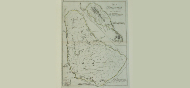 Antique Map of Barbados and St. Kitts, George Washington House, Barbados