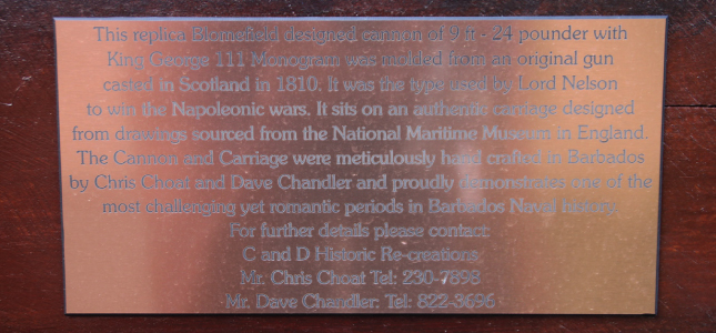 Inscription on Cannon, George Washington House, Barbados