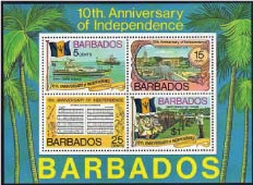 10th Anniversary of Independence Stamp, Barbados Pocket Guide