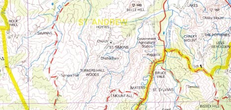 Small Section of a Map of Barbados Highlighting the Parish of St. Andrew, Barbados Pocket Guide