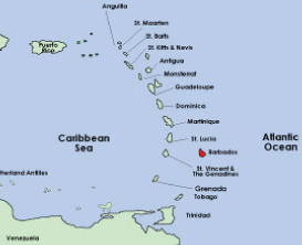 Barbados Map in The Caribbean
