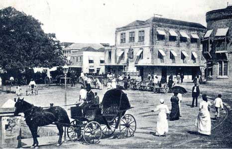 Black & White Photo of Trafalgar Square, Bridgetown, Barbados Pocket Guide