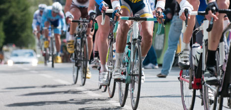 Cyclists Taking Part in A Road Race