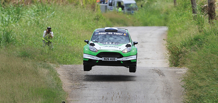 Rally Car on the Course in St. John, Barbados Pocket Guide