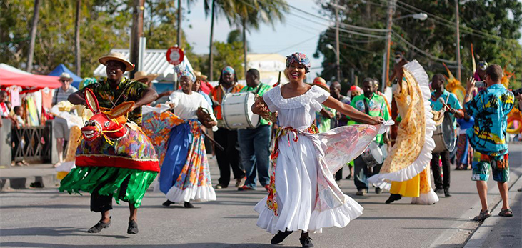 Dancers at the Holetown Festival, Barbados Pocket Guide