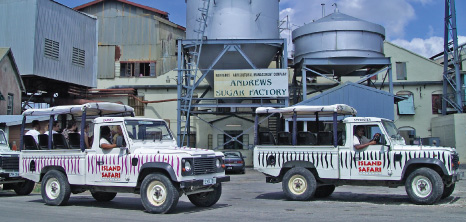 Island Safari Jeeps on Tour at Andrews Sugar Factory, Barbados Pocket Guide